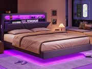 Full Floating Bed Frame with RGB LED Lights & USB Charging