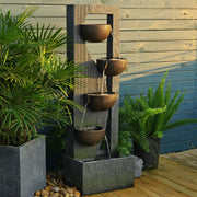 Outdoor-Water-Fountain Waterfalls Garden Fountain 5-Tier Outdoor Floor Standing Water