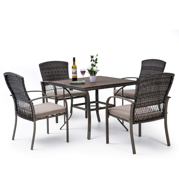 Outdoor Piece Patio Dining Set, Weather Resistant PE Rattan Table and Chairs