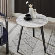 Round End Table, Marble Side Table with Metal Frame