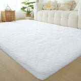 White Fluffy Area Rug Bedroom: Shag Rugs for Bedroom -White Area Rug 5x7 Plush Fuzzy Carpet (White, 5x7 Feet)