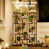 Bamworld Indoor Plant Stand with Fairy Light Hanging Plants Shelf for Multiple Plants Pots Tall Large Flower Holder for Living Room Patio, Balcony Garden