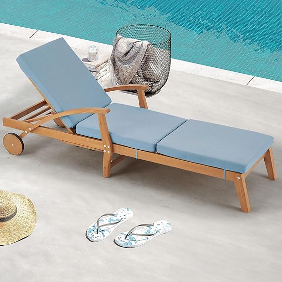 Wood Chaise Lounge Chair Outdoor, Patio Chaise Lounger Recliner