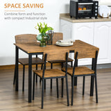 5 Piece Industrial Dining Table Set for 4, Rectangular Kitchen Table and Chairs, Dining Room