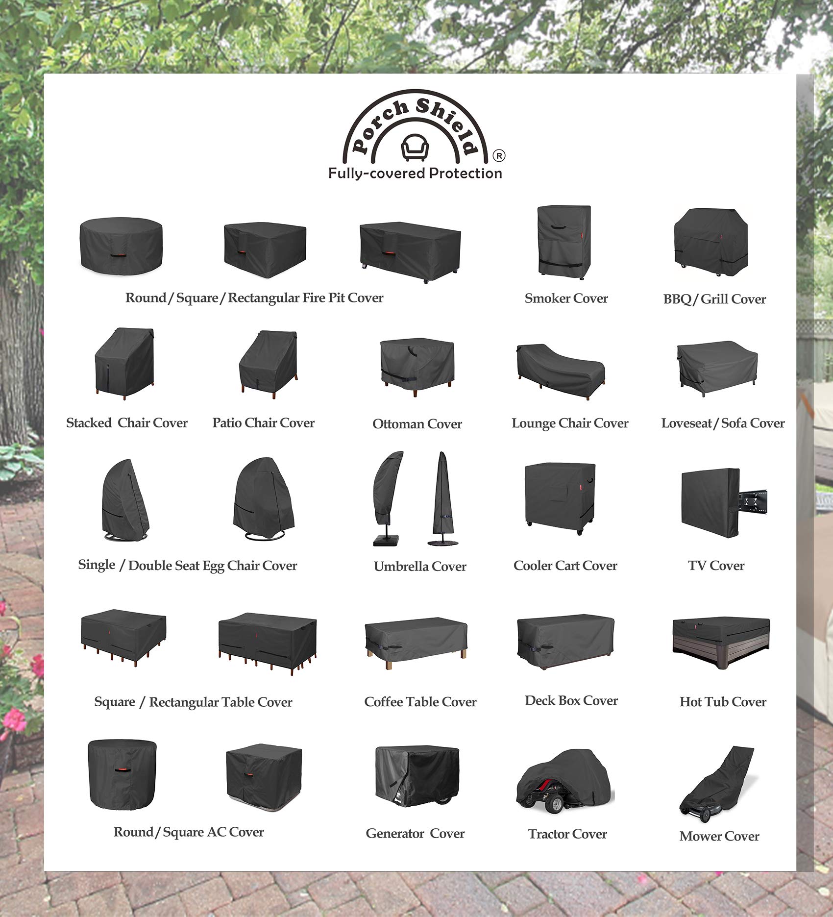 Round Patio Furniture Cover - Waterproof 600D Heavy Duty Outdoor Table and Chairs Cover 62 inch,