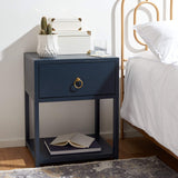 Home Collection Yudi Navy and Gold 1-Drawer Nightstand