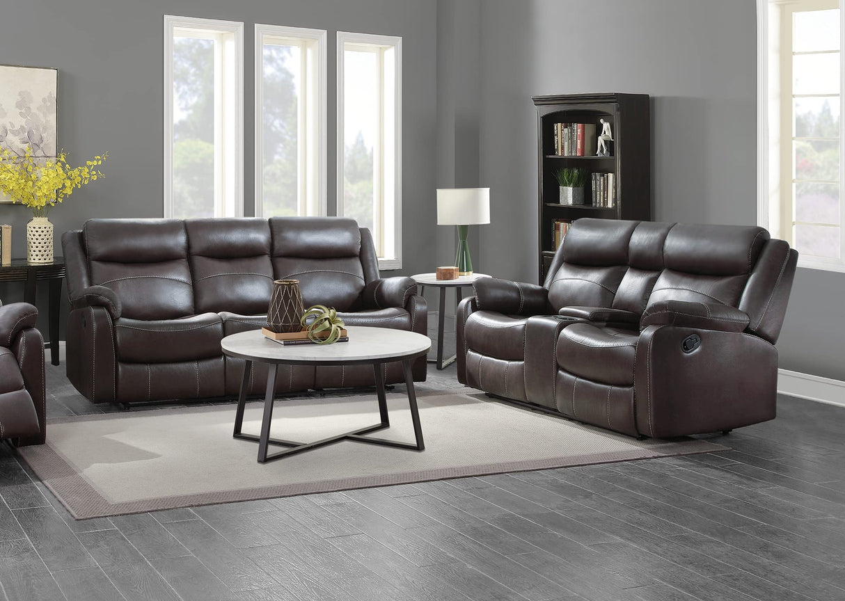 Wall-Hugger Manual Double Lay Flat Reclining Loveseat, Brown