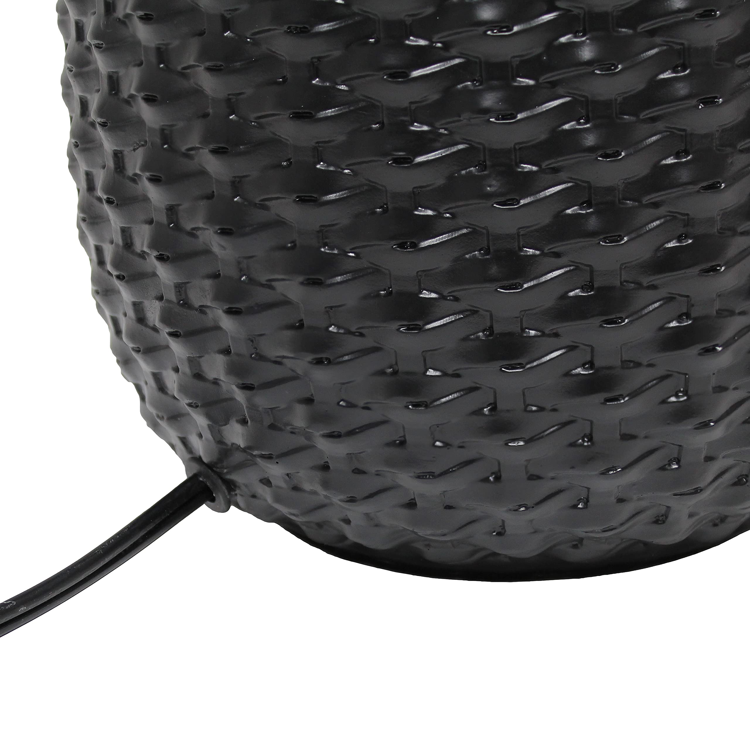 LT1135-BLK 20.4" Tall Traditional Ceramic Purled Texture Bedside Table Desk Lamp