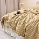100% Cotton Waffle Duvet Cover Full, Ultra Soft Skin-Friendly Duvet Cover Set for All Season