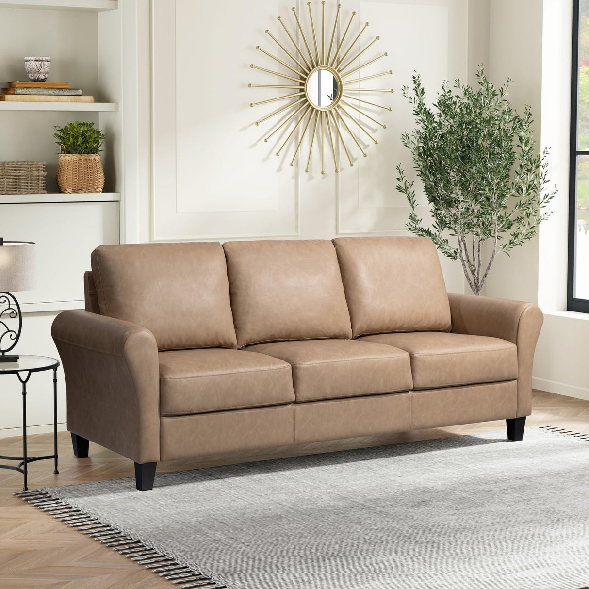 Solutions Watford Sofa with Rolled Arms, Light Brown