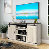 TV Stand with Storage Cabinet, Sliding Barn Doors, and Adjustable Shelves,