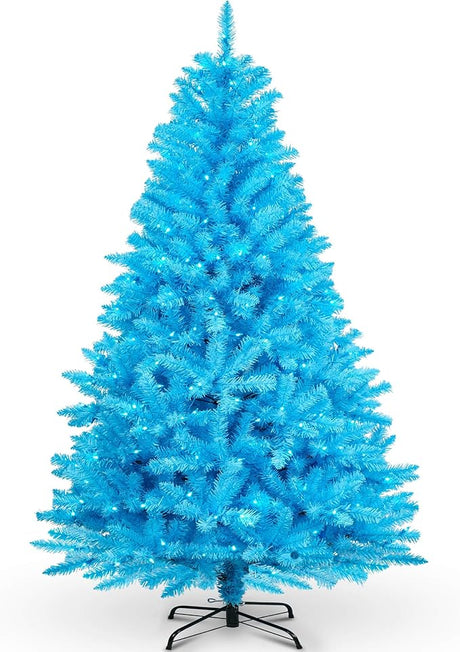 6.5ft Pre-Lit Purple Christmas Tree, Artificial Holiday Decorative Tree