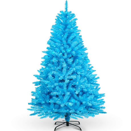 6.5ft Pre-Lit Blue Christmas Tree, Artificial Holiday Decorative Tree with UL Listed 300 Blue