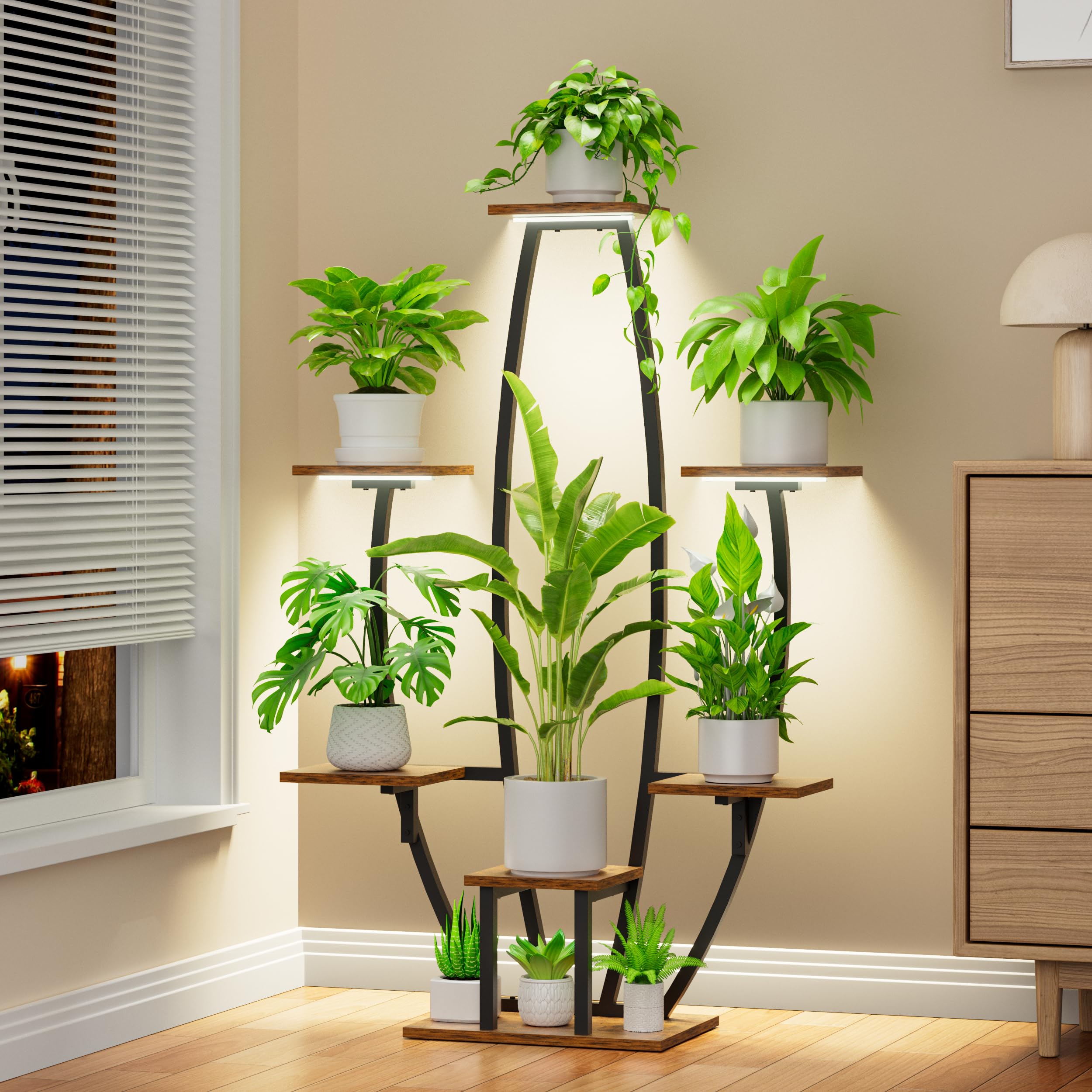 Plant Stand Indoor with Grow Lights - 7 Tiered Large Plant Shelf, 47" Corner Shelf
