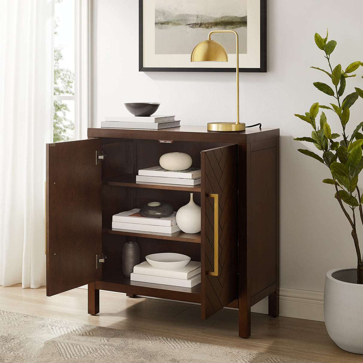 Darcy Accent Storage Cabinet, Bar, Buffet for Kitchen, Living Room, or Entryway, Dark