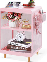 Cute End Table with Storage Drawer,Kids Nightstand for Bedroom Furniture,Bedside Table