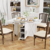 Folding Dining Table, Small Dining Table, Space Saving Dining Table with 6 Wheels,