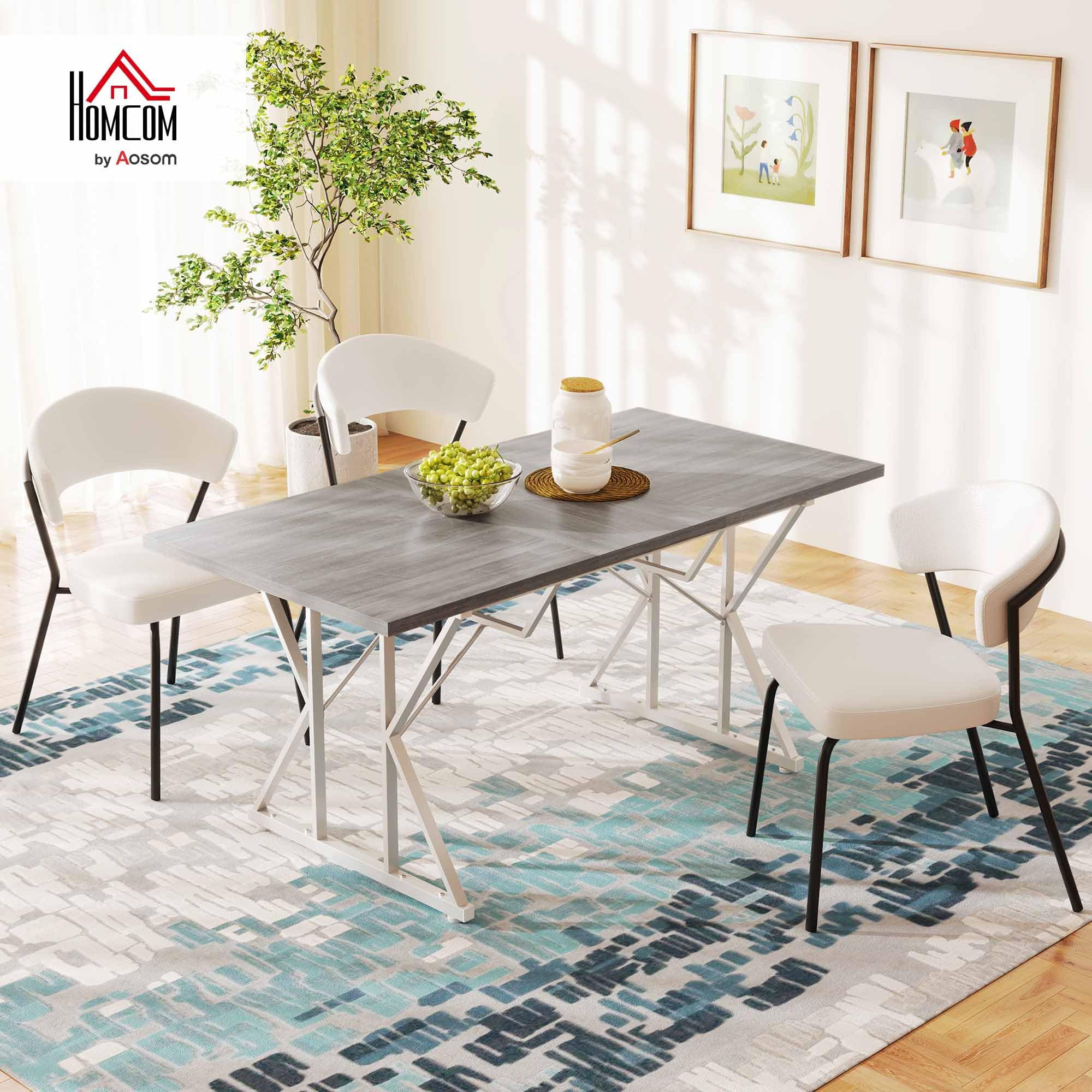47-63 Inch Expandable Dining Table for 4-6 People - Distressed Gray