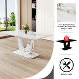 Modern White Marble Dining Table Set for 4,5 Piece Rectangle Dining Room Table Set