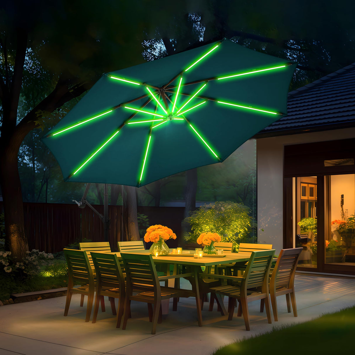 10 ft Offset Patio Umbrella with Stands Included, Large Cantilever Umbrella Outdoor