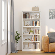 5-Shelf Tall Bookcase White Wooden Bookshelves 33in Wide 5 Tier Bookcases with Adjustable Shelves Floor Standing Display Storage Shelves 70 in Tall Bookcase for Home Office, Living Room, Bed Room