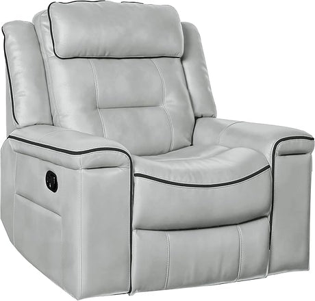 65" Leather Gel Double Reclining Loveseat, Dark Gray