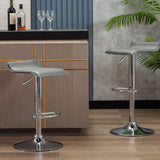 Contemporary Chrome Air Lift Adjustable Swivel Bar Stool, Set of 2, Gray