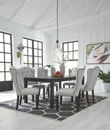 Jeanette Modern Rectangular Distressed Dining Table ONLY, Seats up to 6, Black