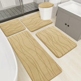 YIHOUSE Memory Foam Beige Bathroom Rug Sets 5 Piece, Ultra Absorbent Bath Mat for Bathroom - Non-Slip Machine Washable & Dry Quickly, 5 Piece Bathroom Mat Set, Beige