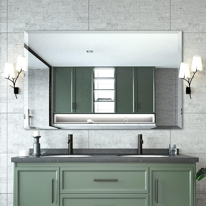 Mirror, Bathroom Mirrors for Wall , Frameless Rectangle Bathroom Mirror