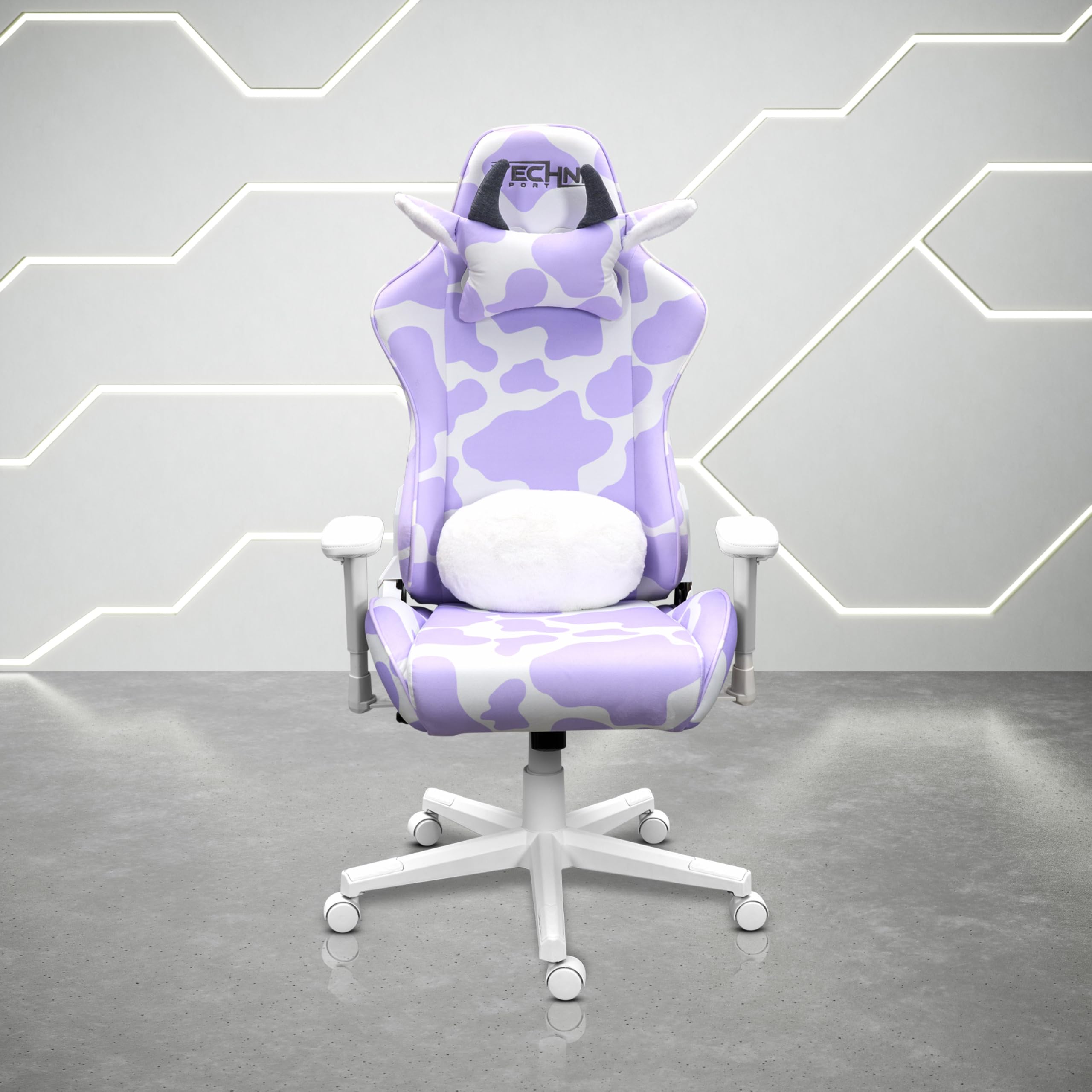 Gaming Chair - Lavender Purple Cow Print - Ergonomic Office Chair with Memory Foam