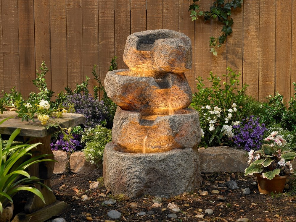 Glacial Rock Zen Rustic Outdoor Floor Water Fountain 30" High
