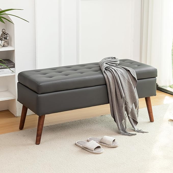 43.3" End of Bed Storage Bench, Tufted Foot Bench for End of Bed,