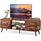 Stands for 55 60 Inch Entertainment Center with Storage TV Stands for Living Room/Bedroom Media Console Table with 2 Cabinets and Shelves Mid Century Modern TV Stands Retro Brown