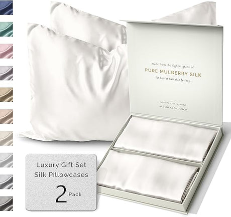 Mulberry Silk Pillowcase for Hair and Skin - 22 Momme, 100% Natural Silk Pillowcase