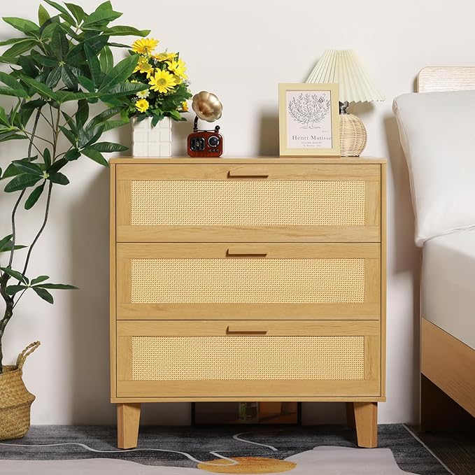 Wide Rattan Dresser, 6 Drawer Dressers
