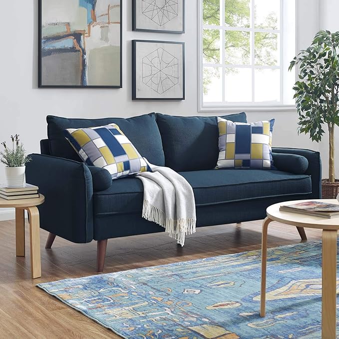 Revive Contemporary Modern Fabric Upholstered Loveseat In Teal