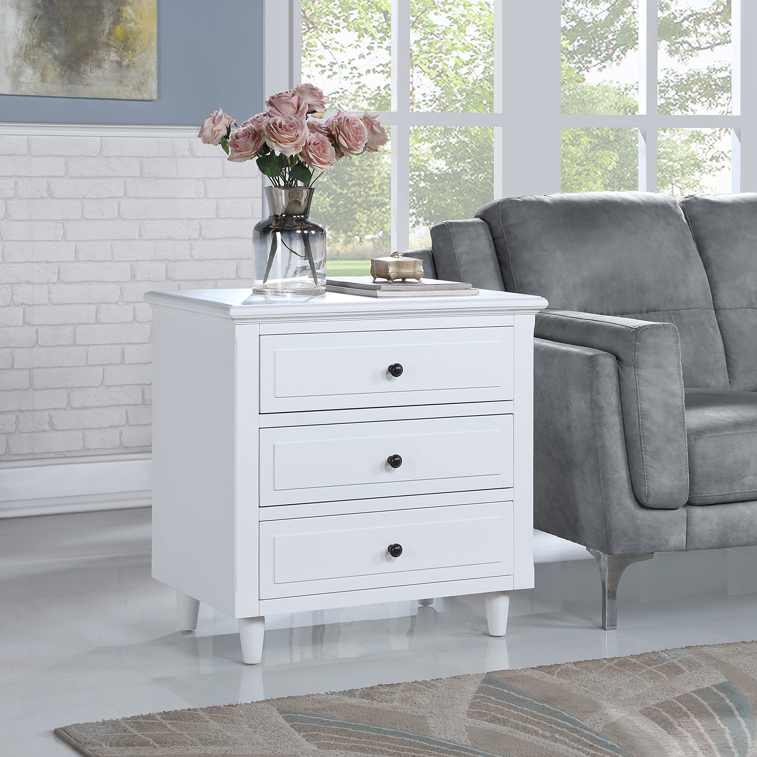 3-Drawer Nightstand,Modern Bedside Table for Bedroom