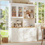71" Tall Farmhouse Storage Cabinet with Drawers, Large Bookshelf with Adjustable Shelves