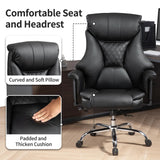 HOMEFUN Ergonomic Office Chair Executive Office Chair 330lbs Big and Tall High Back Leather Desk Chair, Adjustable Lumbar Support & Arms, 120° Recline for Office and Home Black