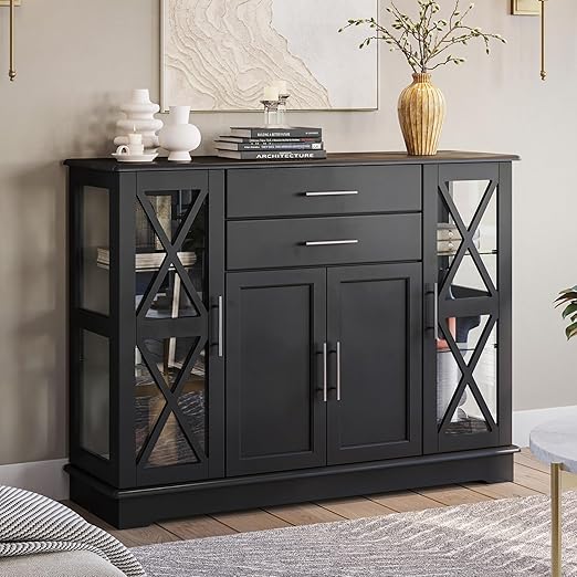 Sideboard Buffet, 47 Inch Storage Console Table Coffee Bar Kitchen Cupboard Pantry