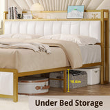 ANCTOR Queen Bed Frames, Storage Headboard with Charging Station, Solid and Stable, Noise Free, No Box Spring Needed, Easy Assembly