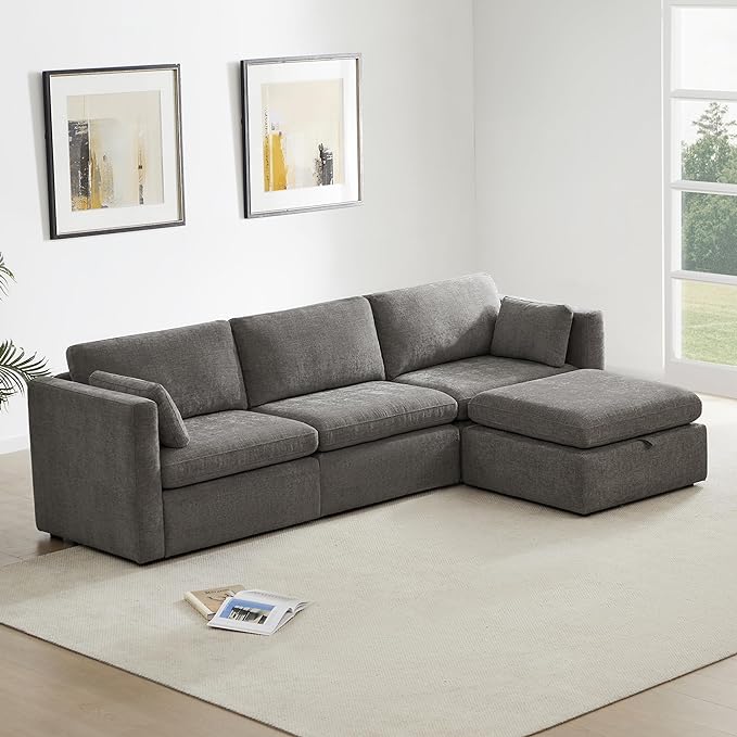 Oversized Modular Sectional Fabric Sofa Set, FSC Certified Extra Large L Shaped Couch