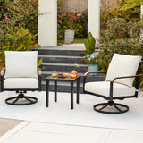 NATURAL EXPRESSIONS Outdoor Bistro Set, 3 Piece Swivel Glider Rocking Chairs Patio Conversation Furniture Set with 2 Rockers, 1 Metal Table and 6" Thick Cushions for Backyard, Porch, Balcony, 350lbs.