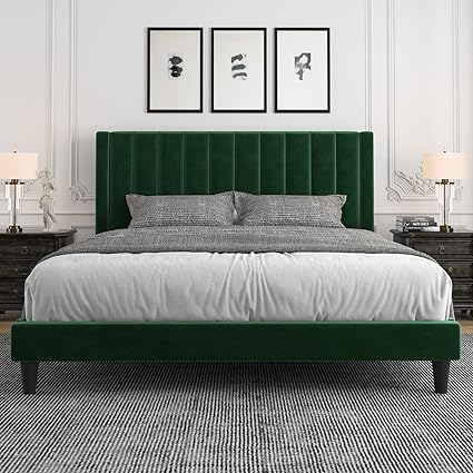 Queen Bed Frame/Velvet Upholstered Bed Frame