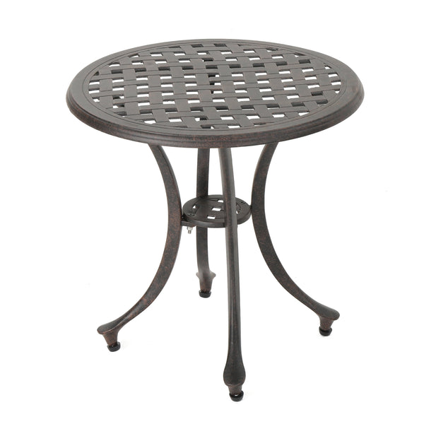 Lola Outdoor 19" Cast Aluminum Side Table, Bronze Finished
