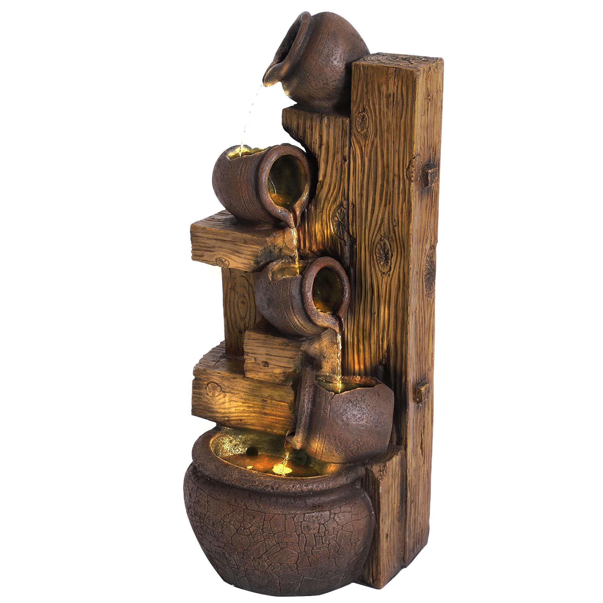 5-Tiered Garden Waterfall Fountain Outdoor - 40''H Water Fountains and Waterfalls