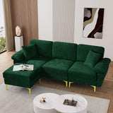 L Shaped Sectional Sofa Couch, 88.5" Comfy Velvet Upholstered 3 Seat Sofa Set