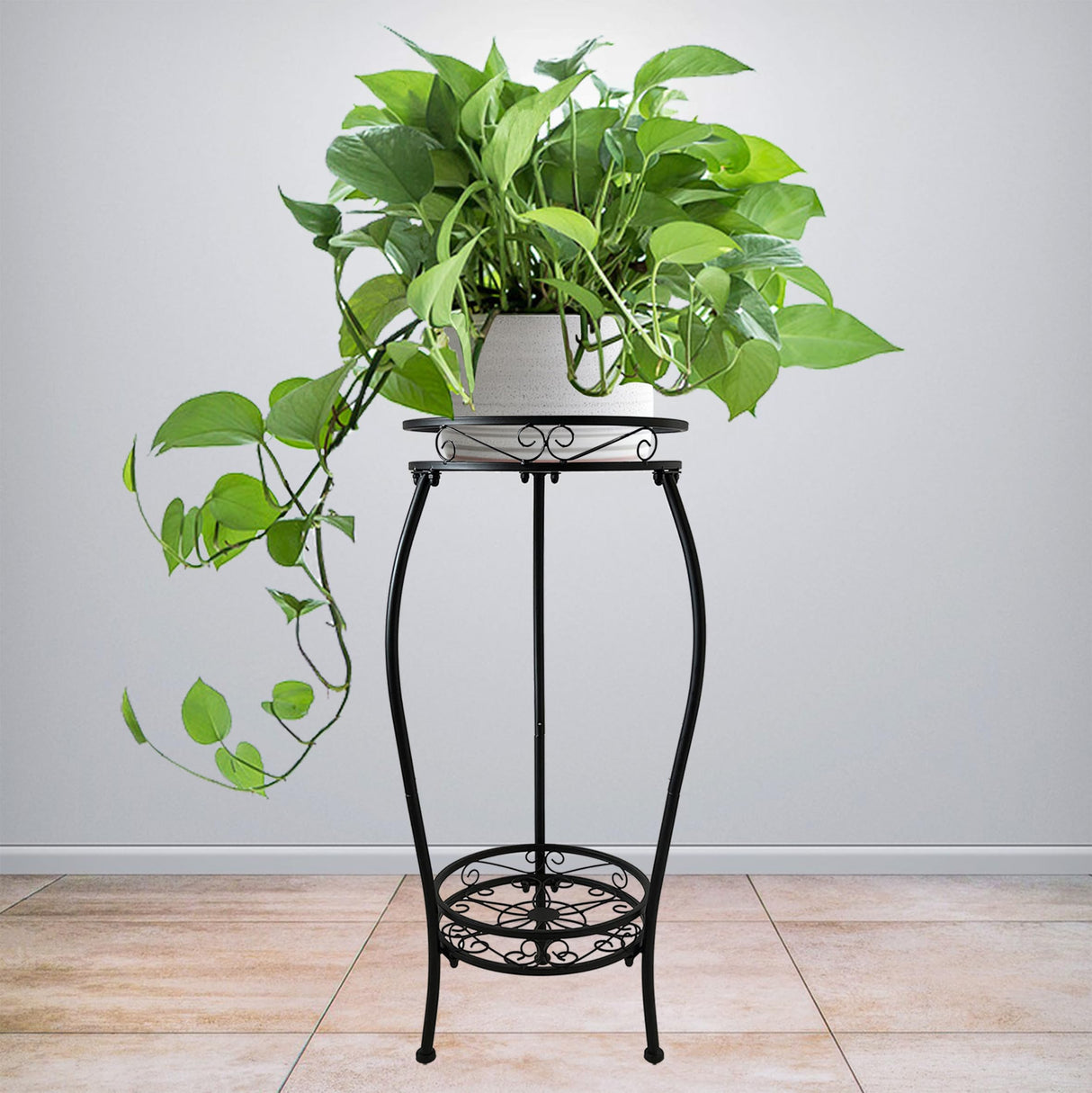 2Pack Plant Stand Indoor Outdoor, 2 Tier 26.6" Tall Metal Potted Holder Rack