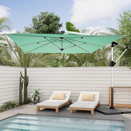 9 x 11.5FT Patio Umbrella for Outdoor, Cantilever Hanging Outdoor Umbrella with 360-degree Rotation